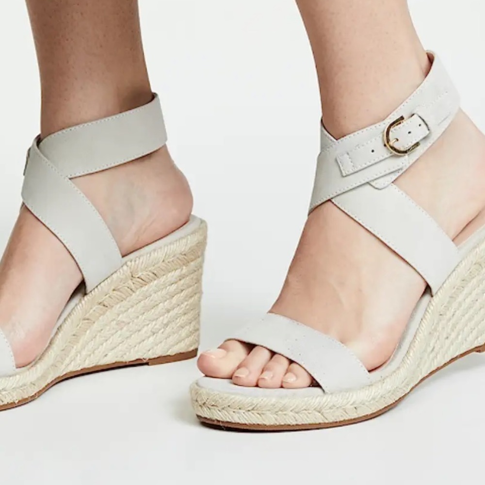 Stuart Weitzman Lexi’s Espadrille Wedge Sandals- Seal Gray